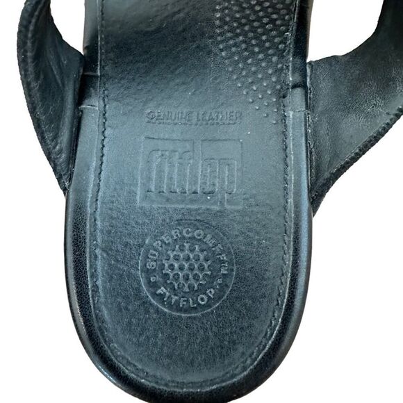 Fit Flops Black Leather Thong Sandals Size 11 - Picture 5 of 7